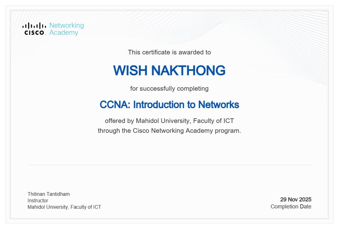 Preview of the CCNA: Introduction to Networks certificate